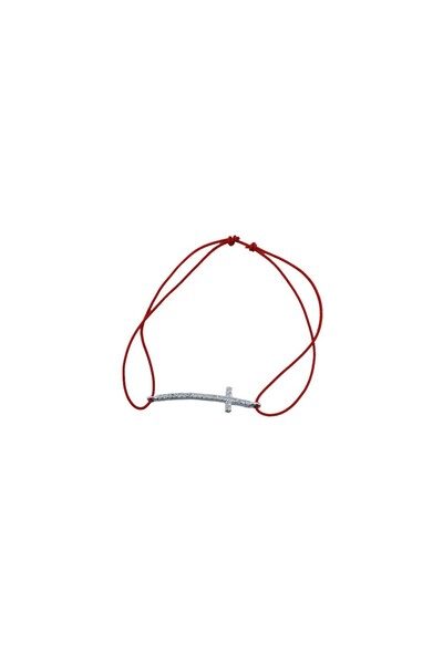 Crocodileskids Bratara cu nod dublu din Argint 925 Cruce cu pietre, 0.8 g