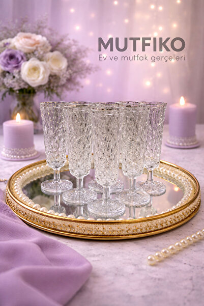 Mutfiko Lüks Kristal Cam Ayaklı Kahve Yanı Bardağı Seti – 130 ml – 6’lı Şık S...