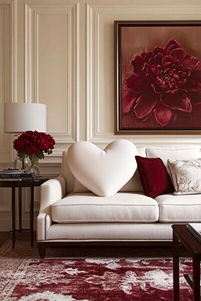 JACA XXL Boy Kadife Kumaş Dekoratif Kalp Yastık (60cm)