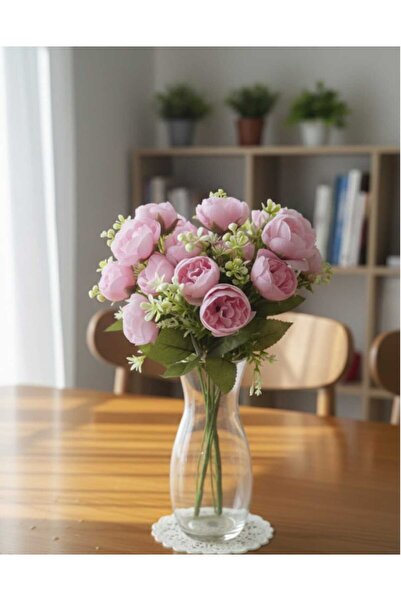 ENRUFLORA Yapay Pembe Şakayık Fındık Gülü 45 Cm Dekor Arajman Hediyelik