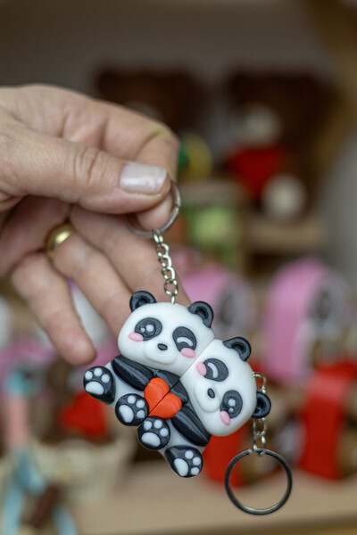 Modello Craft Magnetic Couple Panda Keychain Set – Magnetic Heart Couple Keyc...