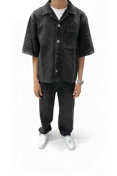 Other Men's and youth casual short-sleeved black shirt