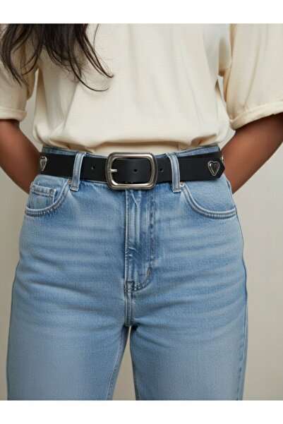 Gradelli Women's Belt Heart-Shaped 2.8 cm Edge Blackening Buckle