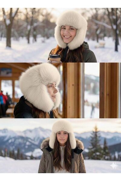 ydn Kadin Kulakli Klipsli Peluş Şapka Bere, Yumuşak Polyester Standart