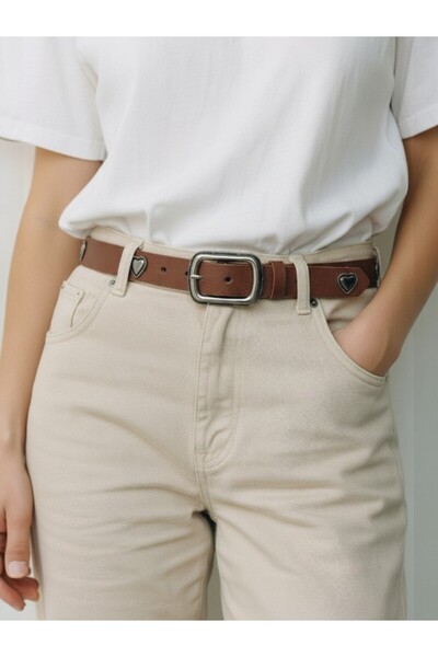 Gradelli Women's Belt Heart-Shaped 2.8 cm Edge Blackening Buckle