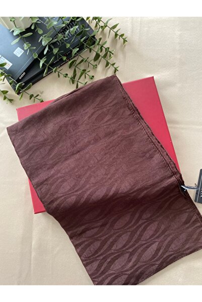 MİNELEŞARP34 Mineleşarp Wave Pattern Italian Cotton Jacquard Shawl Brown Color
