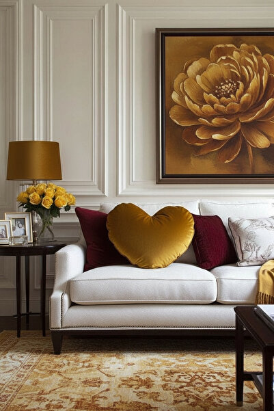 JACA XXL Boy Kadife Kumaş Dekoratif Kalp Yastık (60cm)