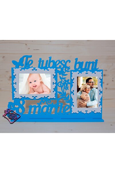 damoro Desk photo frame, March 8, For Grandma, Wood, blue/white