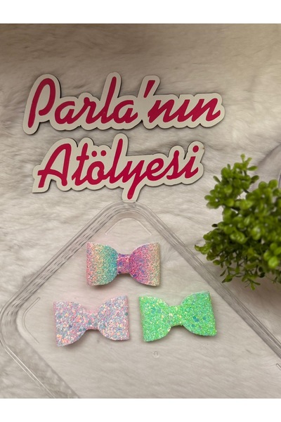 SOFT 3-х частинная застежка-крокодил с блестящей бантиком