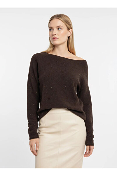 Cool & Sexy Kayak Neckline Glitter Knit Sweater