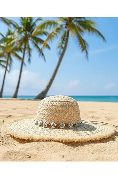 PriStyle Palarie de Paie de Dama, cu Bor Larg, Accesoriu de Vara si Plaja Per...