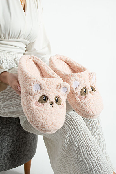 Moda Devrin Рожеві вишиті фігурні пухнасті тапочки Домашні тапочки (зшиті, не...