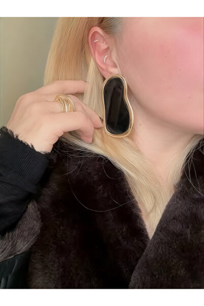 Finery by Nerrs Geometric Black Enamel Earrings