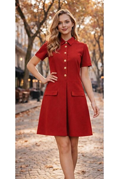 COLORDS Women's Buttoned Pleated Detail Dress