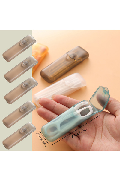 Choice 5pcs Brown style C Portable Plastic Toothpick Case - Clear Toothpick H...
