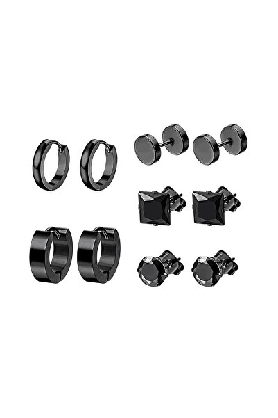 Choice طقم أقراط رجالية أنيقة وبسيطة من الفولاذ المقاوم للصدأ مرصعة بالزركون ...