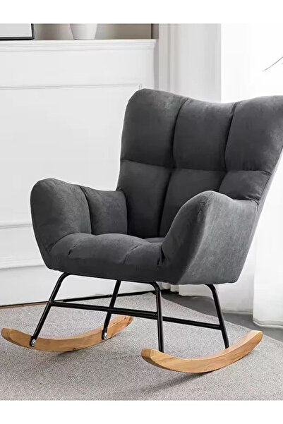OEM Rocking Chair for Relaxation with Velvety Material, Durable Metal Frame