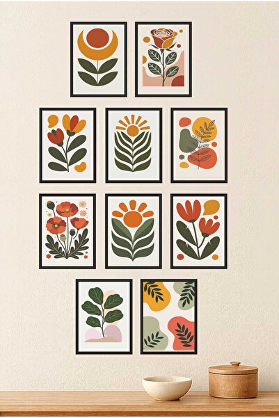 UNT Frame-Looking Boho Botanical 10-Piece Wall Painting Set – Modern Minimal ...