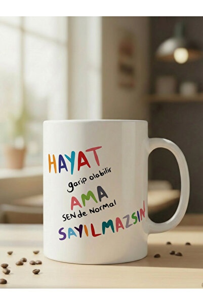 NİVRA GRUP Espirili 3D Baskı'lı Porselen Kupa Bardak