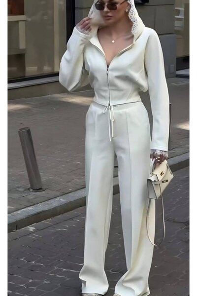 DRESSIFY WOMEN’S FASHION Women's Lace Embroidered Hooded Cardigan and Flared ...