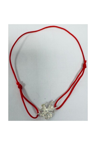 Flippy Adjustable Cord Bracelet, 925 Silver, Clover with Mini Zirconias, 1 g,...