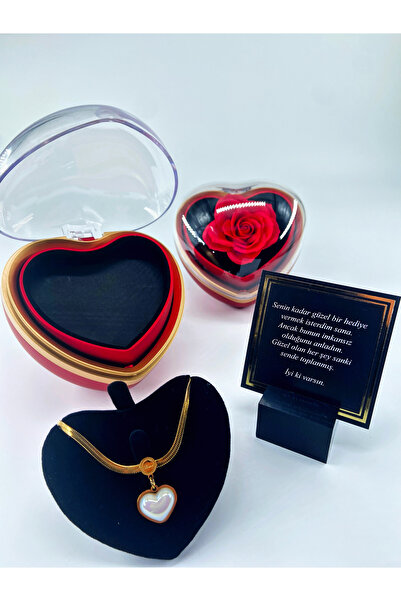 aromahediye Sevgiliye & Anneye Özel Kırmızı Güllü Kalpli Kutuda İtalyan İnci ...