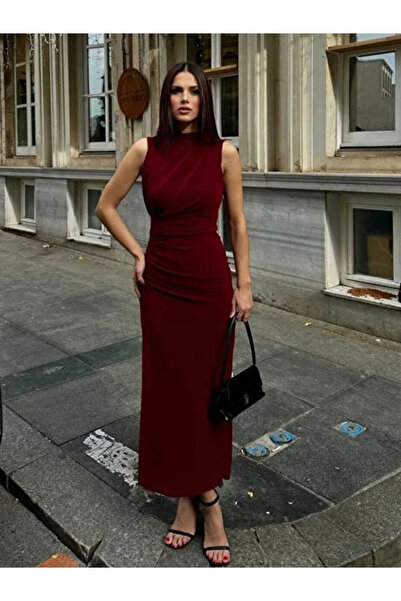 Dumy Hakim Yaka Draped Lined Graduation and Engagement Dress - Evening Dress