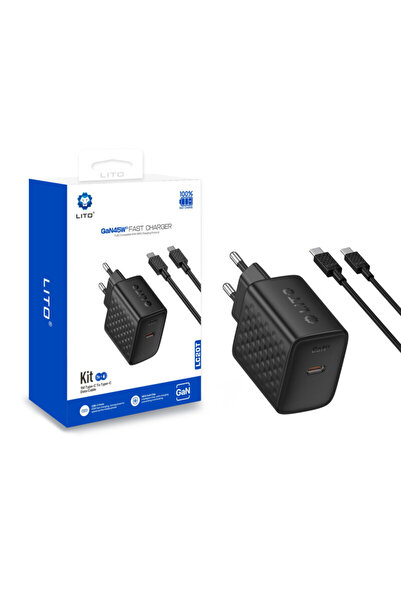 Lito Type-C Charger, 45W with Type-C Cable, Black, LC20T