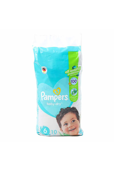 Pampers حفاضات جافة، مقاس 6، وزن 13 كجم فأكثر، عبوة حمل، 10 حفاضات، حفاضات أطفال