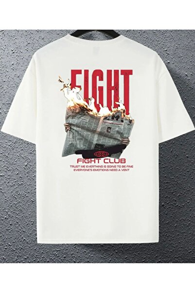 LELVANİ Fight Club Printed Black/White T-Shirt