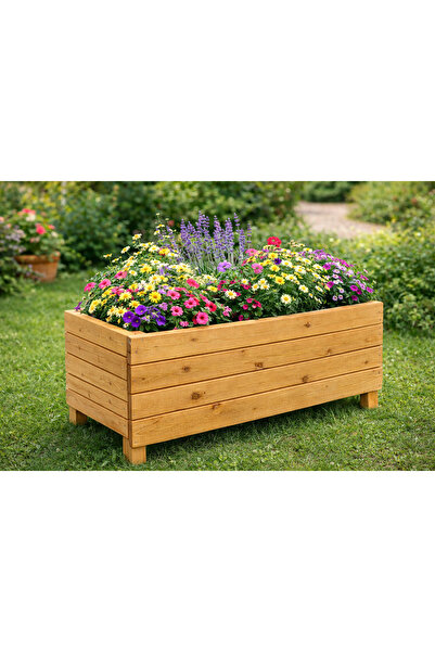 sgeteknoloji Doğal Çam Ahşap Yükseltilmiş Saksı | Bahçe ve Balkon İçin Dekora...