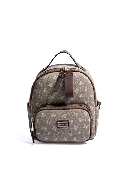 Silver Polo Silver & Polo Sp1130 Women's Backpack Monogram Y.Green-Brown