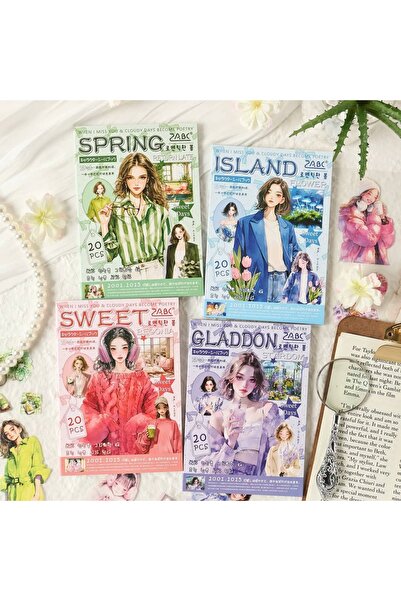 İthal U10-20 φύλλα αυτοκόλλητων με λουλούδια και κορίτσια, χρώμα: μπλε