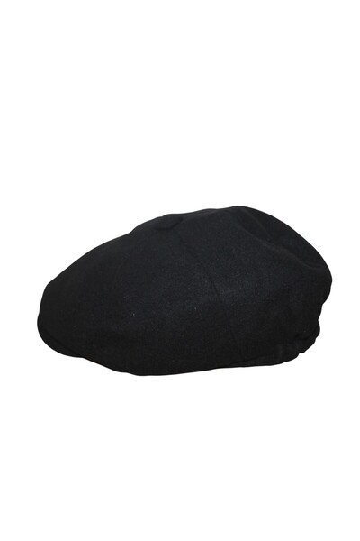 MEBES Luxury Black Wool British Style Cap Hat Şpklndsyh1
