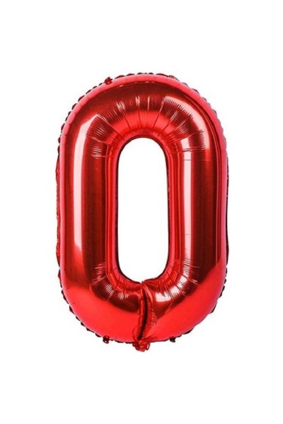 BenimMarifetlerim بالون فويل أحمر على شكل رقم 0 مقاس 40 بوصة 90 سم