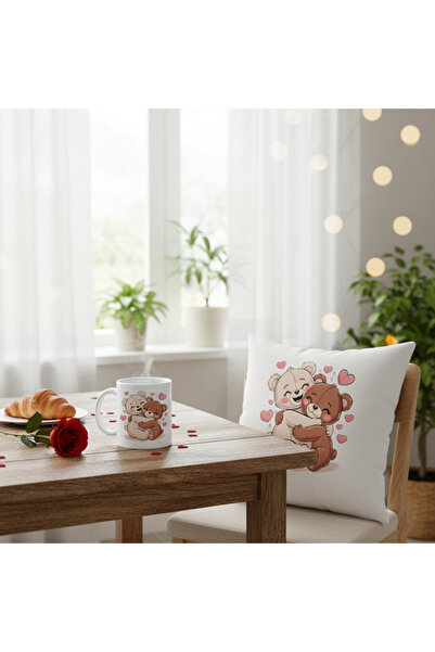 PRİNTOPİA DESİGN Special Valentine's Day Cute Teddy Bear for Lovers Printed S...