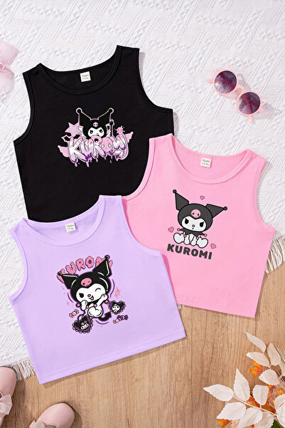 npLStore Children's Kuromi Printed 3-Piece Thick Strap Crop Set
