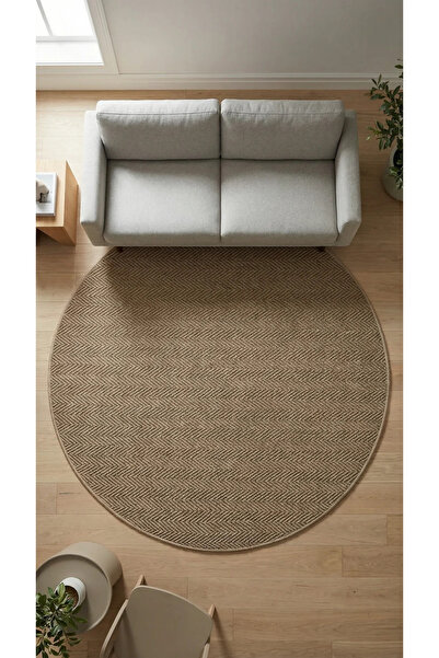 Halımax Seyran Halı 671 Kahve İndia Jüt Yuvarlak Hasır Modern Mutfak Balkon H...