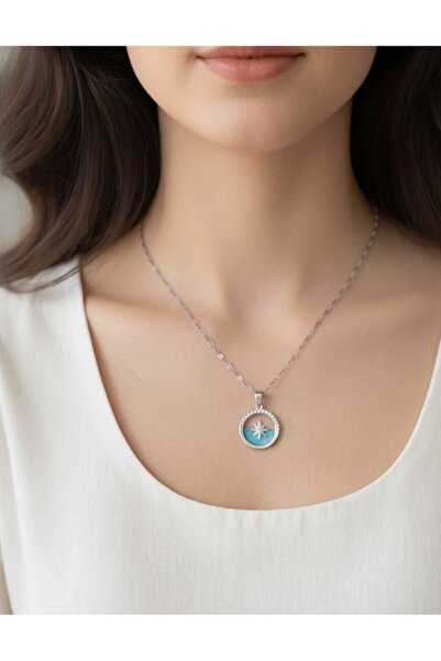 Glimz Jewelry Deniz Üstünde Kuzey Yıldızı Tasarımı Çelik Kolye