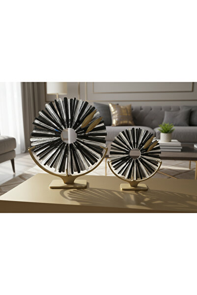 Home Füzyon Cam Dekor Siyah/GOLD 2’li Set - Füzyon Cam Disk - Ofis/ Ev Hediye