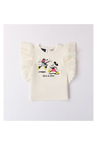 İDO T-shirt with Minnie and Mickey Mouse Print for Girls