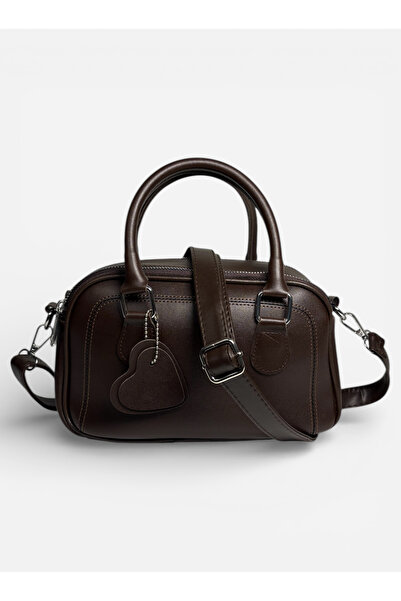 LASSERA ACI KAHVE KADIN AKSESUAR DETAYLI FERMUARLI EL VE OMUZ ÇANTASI