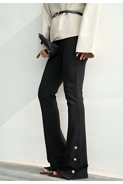 ibeeka Γυναικεία ρούχα με κουμπιά με λεπτομέρεια καμπάνα κολάν