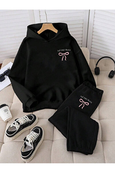 SVART WEAR Kurdele Printed Hooded Kombin Lower Upper Tracksuit Set