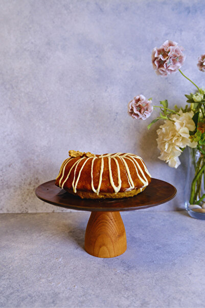 justwood Ligna Melamine Wood Embossed 28 cm Lucca Footed Cake Plate, Serving ...