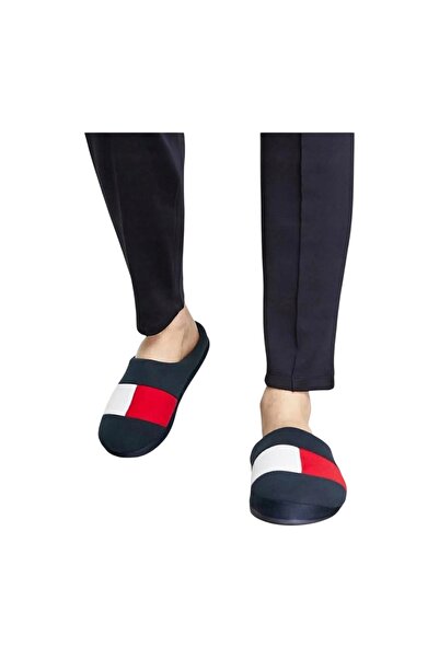 Tommy Hilfiger TH Renk Bloklu Peluş Erkek Ev Terliği