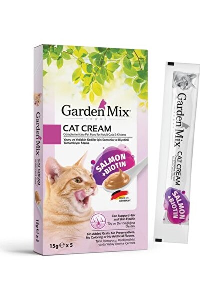 Gardenmix Garden Mix Kedi Kreması Somon+Biotin 15 gr x 5 Adet Kedi Ödül Maması