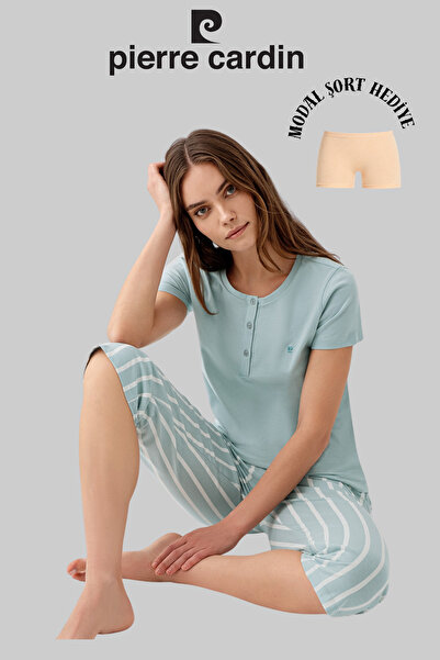 Pierre Cardin Γυναικείο Σετ Πιτζάμες Κάπρι με Φαρδύ Γιακά σε Χρώμα Μέντας (με...