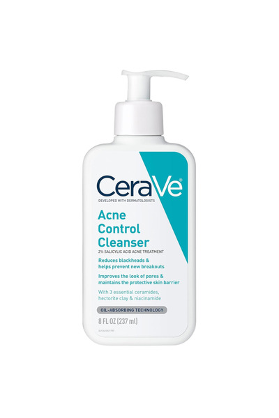 CeraVe Acne Control Facial Cleanser with Essential Ceramides, Hectorite Clay ...