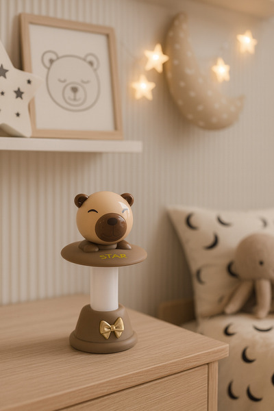 uğurlu dükkan 18 Cm Kurdeleli Capybara Renkli Masa Lambası